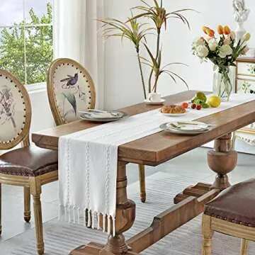 Wracra Rustic Linen Table Runner for Elegant Decor