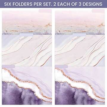 bloom daily planners Decorative File Folders - Set of Six Letter Size (8.5” x 11”) Organizers, 1/3 Cut Tabs - Assorted Designs - Lavender Daydream