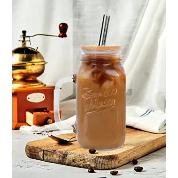 Stylish 24 oz ANOTION Mason Jar with Lid and Straw