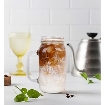 Stylish 24 oz ANOTION Mason Jar with Lid and Straw
