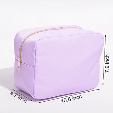 Kaymey Extral Large Cosmetic Bag Makeup Pouch Bag Case, Nylon Travel Set Women Girls (Purple,XL)