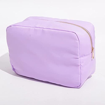 Kaymey Extral Large Cosmetic Bag Makeup Pouch Bag Case, Nylon Travel Set Women Girls (Purple,XL)