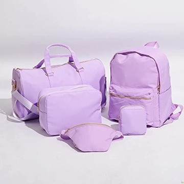 Kaymey Extral Large Cosmetic Bag Makeup Pouch Bag Case, Nylon Travel Set Women Girls (Purple,XL)