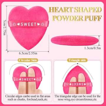 60 PCs Valentine Powder Puff for Face Powder Makeup Puff Soft Sponge for Loose or Pressed Setting Po...