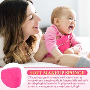 60 PCs Valentine Powder Puff for Face Powder Makeup Puff Soft Sponge for Loose or Pressed Setting Powder Pink Heart Makeup Puff for Valentines Day Boys Girls Toddlers and Kids Party Favor Sets