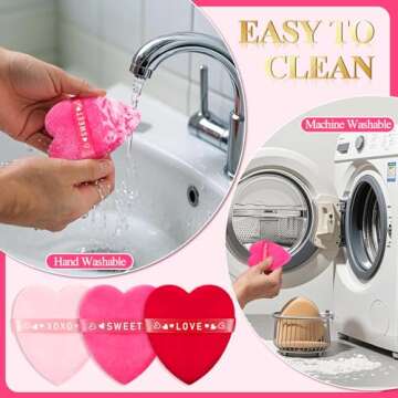 60 PCs Valentine Powder Puff for Face Powder Makeup Puff Soft Sponge for Loose or Pressed Setting Powder Pink Heart Makeup Puff for Valentines Day Boys Girls Toddlers and Kids Party Favor Sets