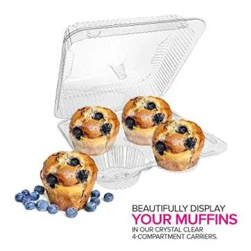 Stock Your Home 4-Compartment Plastic Cupcake Containers Disposable (20 Count) Clear Container with Connected Dome Lid, BPA Free, For Jumbo or Large Sized Cupcakes