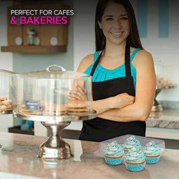 Stock Your Home 4-Compartment Plastic Cupcake Containers Disposable (20 Count) Clear Container with Connected Dome Lid, BPA Free, For Jumbo or Large Sized Cupcakes