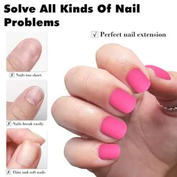 LuckForever 240pc Square Press on Nails Short Fake Nails Hot Pink Matte Artificial Fingernails Short Press on Nails Square False Nail Tips Acrylic Presson Nails & Glue Adhesive Tabs for Women Girls