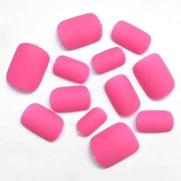 LuckForever 240pc Square Press on Nails Short Fake Nails Hot Pink Matte Artificial Fingernails Short Press on Nails Square False Nail Tips Acrylic Presson Nails & Glue Adhesive Tabs for Women Girls