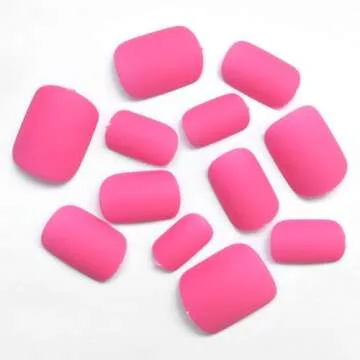 LuckForever 240pc Square Press on Nails Short Fake Nails Hot Pink Matte Artificial Fingernails Short Press on Nails Square False Nail Tips Acrylic Presson Nails & Glue Adhesive Tabs for Women Girls