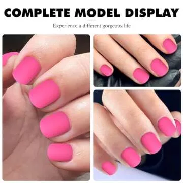 LuckForever 240pc Square Press on Nails Short Fake Nails Hot Pink Matte Artificial Fingernails Short Press on Nails Square False Nail Tips Acrylic Presson Nails & Glue Adhesive Tabs for Women Girls