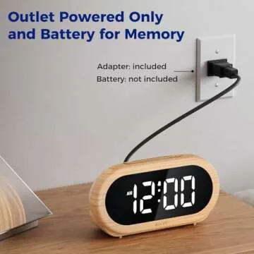 uscce Small Digital Clock for Bedroom: 6 Dimmable Brightness 4 Alarm Volume - Plug in Clock with Easy Operation for Bedside Desk Wood Grain