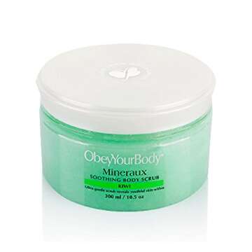 Obey Your Body Mineral Body Salt Scrub Treatment Exfoliating Kiwi - ADSBeauty, 300ml/10.5 fl oz