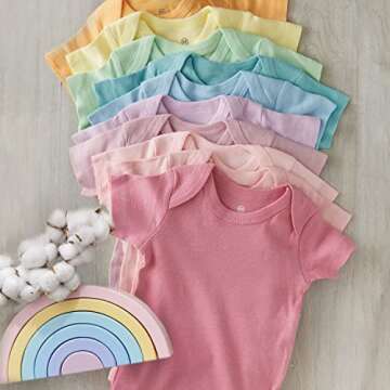 HonestBaby 10-Pack Short Sleeve Bodysuits One-Piece 100% Organic Cotton for Infant Baby Boys, Girls, Unisex, Rainbow Pinks, 3-6 Months