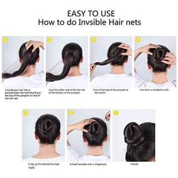 Zonon Bun Hair Nets 50Pcs Set with U Shaped Pins for Dancers