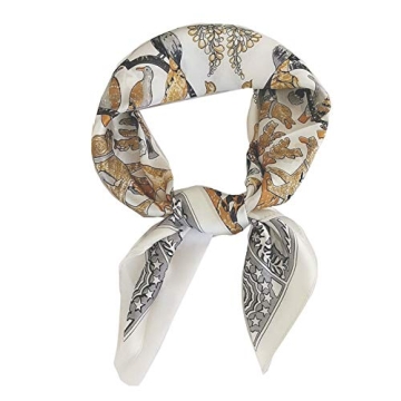 FONYVE Silk Feeling Scarf Medium Square Satin Head Wrap for Women 27.5 inches