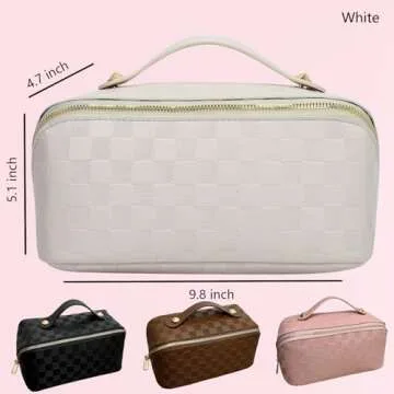 Stylish SMILEMUSE Checkered Makeup Bag for Travel
