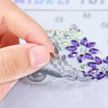 Face Jewels 6 Sheets Face Gems Stick On, 10g Chunky Glitter, Face Jewelry Rhinestones Crystals Stickers, Fairy Euphoria Eye Body Makeup Rave Clothes Festival Outfit Accessories