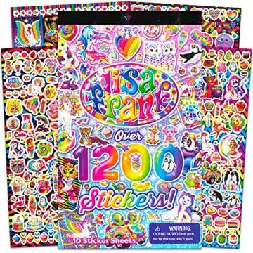 Lisa Frank 1200 Stickers Tablet Book 10 Pages of Collectible Stickers Crafts Scrapbooking