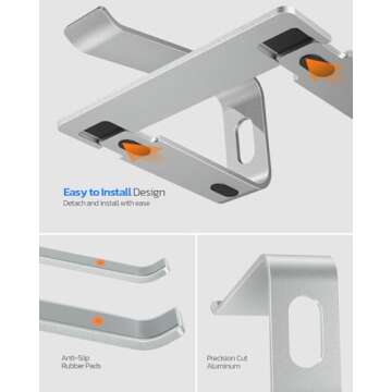 Nulaxy Laptop Stand, Ergonomic Aluminum Laptop Computer Stand, Detachable Laptop Riser Notebook Holder Stand Compatible with MacBook Air Pro, Dell XPS, HP, Lenovo More 10-15.6” Laptops
