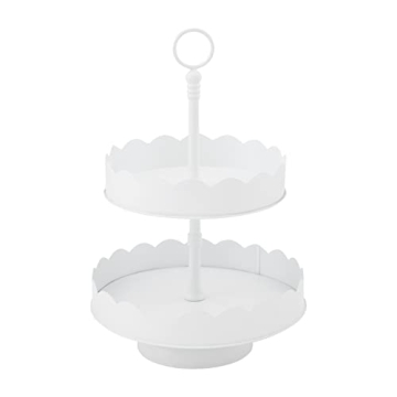 Mud Pie Scalloped Tiered Server, Elegant Two-Tiered Display for Treats
