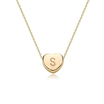 Elegant 14K Gold Initial Heart Necklace for Personalized Gifts