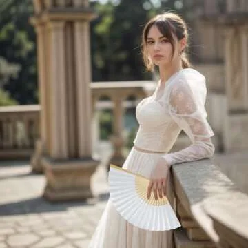 JOHOUSE Foldable Bamboo Fans, 12PCS Eastern Style Handheld Fan Japanese Chinese Fan for DIY Decoration Wedding Dancing Party Favors