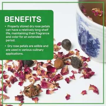 Jiva USDA Organic Dried Red Rose Petals 6 Oz (170g) Large Bag - Food Grade, Edible Flowers - Use in Tea, Baking, Making Rose Water, Crafting, Wedding Confetti