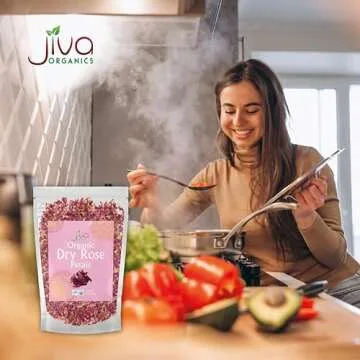 Jiva USDA Organic Dried Red Rose Petals 6 Oz (170g) Large Bag - Food Grade, Edible Flowers - Use in Tea, Baking, Making Rose Water, Crafting, Wedding Confetti