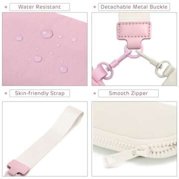 Viverte Mini Zip Around Keychain Wristlet Wallets Small Portable Dual Pounch Wristlet Detachable Coin Purse Pocket Gifts for Women Travel Sports Outdoors(Pink+Cream White)