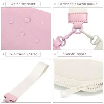 Viverte Mini Zip Around Keychain Wristlet Wallets Small Portable Dual Pounch Wristlet Detachable Coin Purse Pocket Gifts for Women Travel Sports Outdoors(Pink+Cream White)