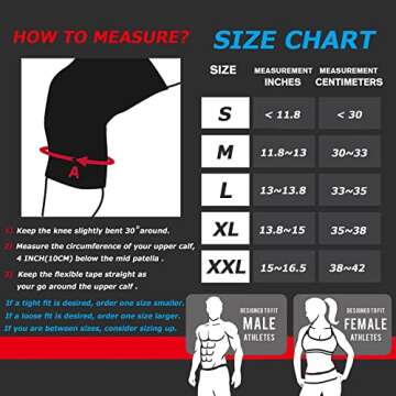 RUNTOP Knee Sleeves(Pair) 7mm Neoprene Knee Pads Brace Cap Support Pain Compression for Squats Cross Fitness Training WODS Weightlifting Powerlifting Kids Men Women Gift(L)