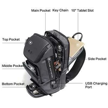Sling Bag with USB Port: Waterproof & Versatile Backpack