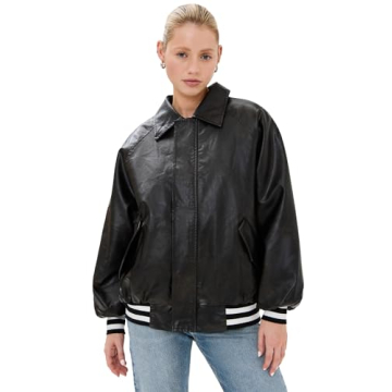 Stylish Lioness Women's Hailey Bomber Jacket in Onyx Black - XXL