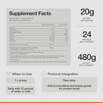 Momentous Essential Grass-Fed Whey Protein Powder - 20g Whey Isolate Protein - NSF Certified, Gluten-Free, 24 Servings for Essential Everyday Use, Vanilla (Package May Vary)