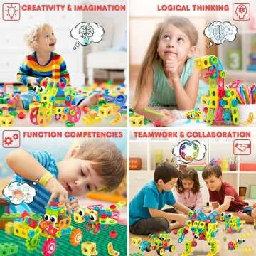 STEM Building Blocks for Kids 3-10 - 195 PCS