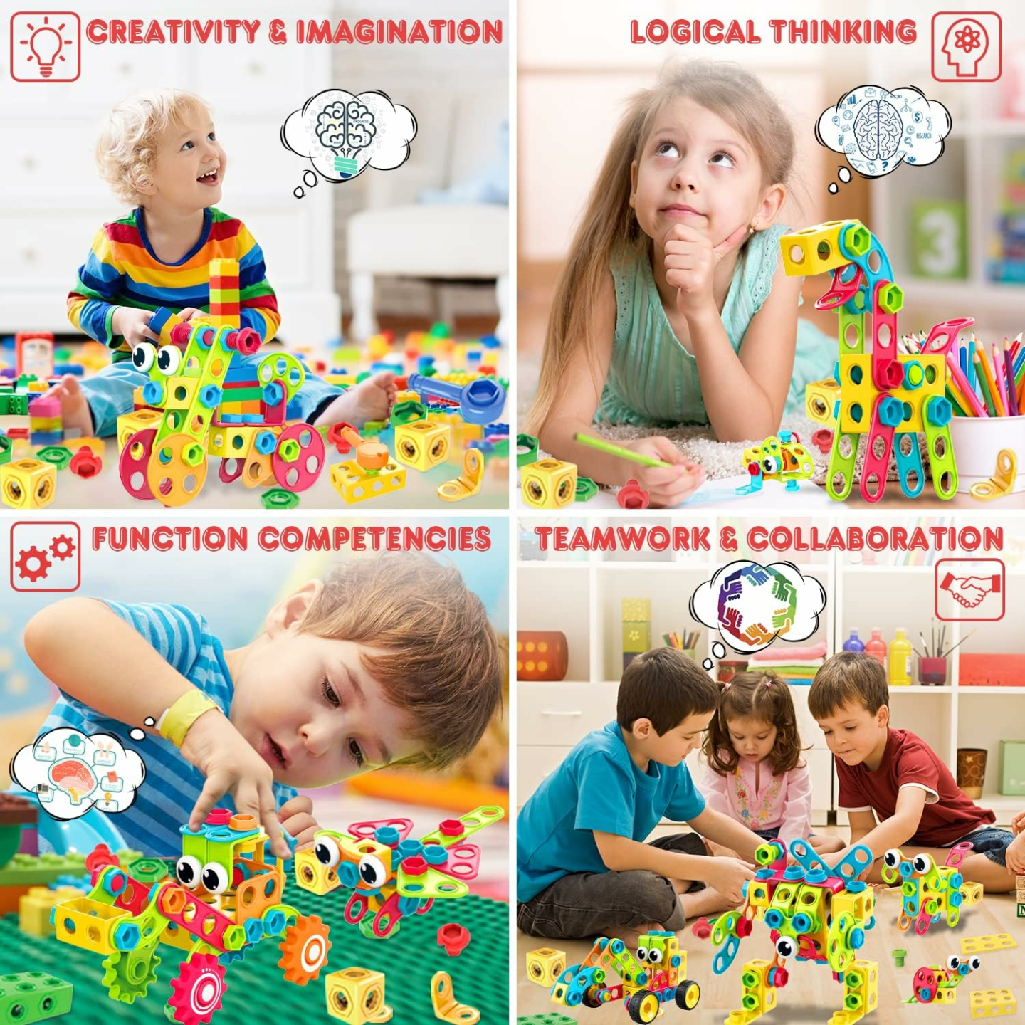 STEM Building Blocks for Kids 3-10 - 195 PCS