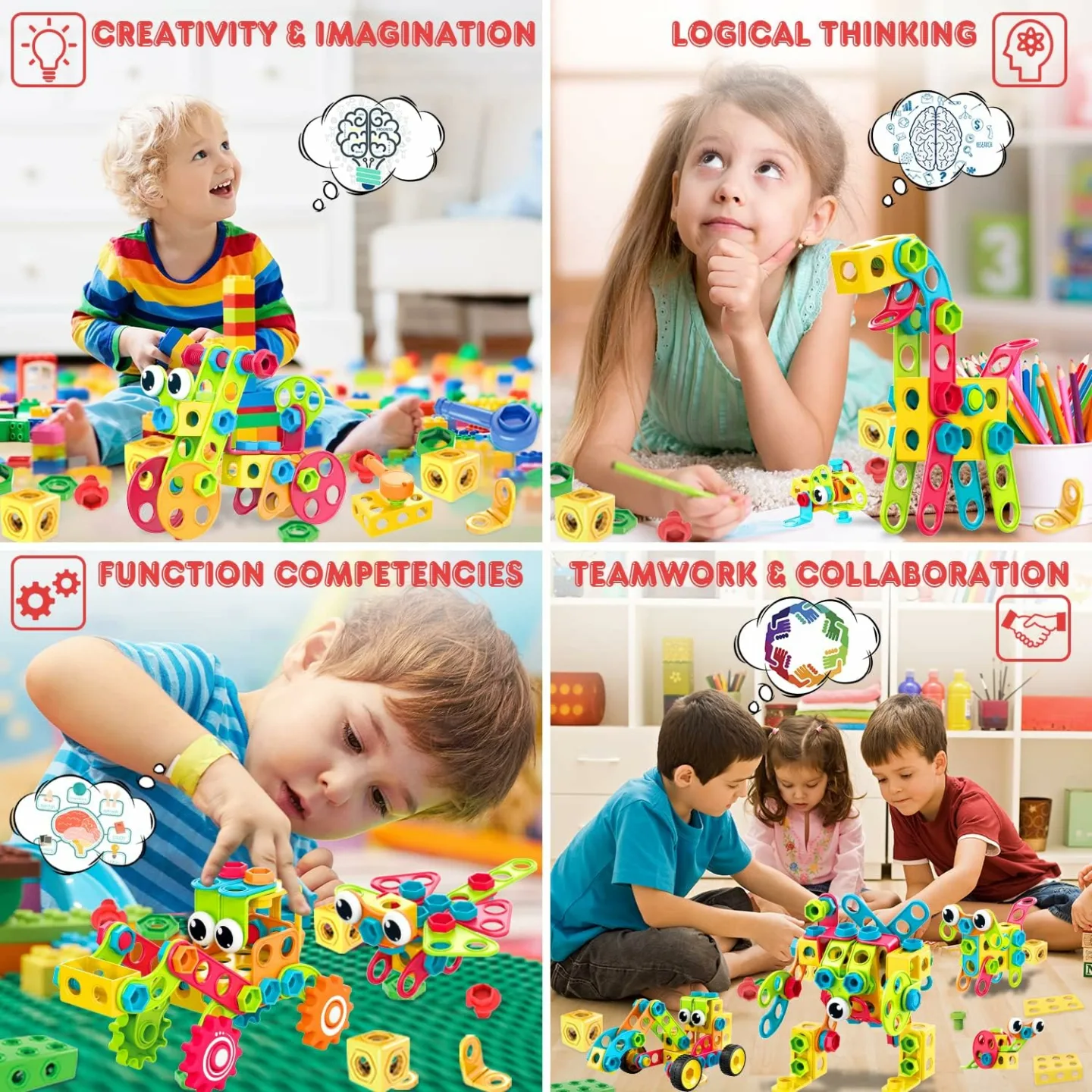 STEM Building Blocks for Kids 3-10 - 195 PCS