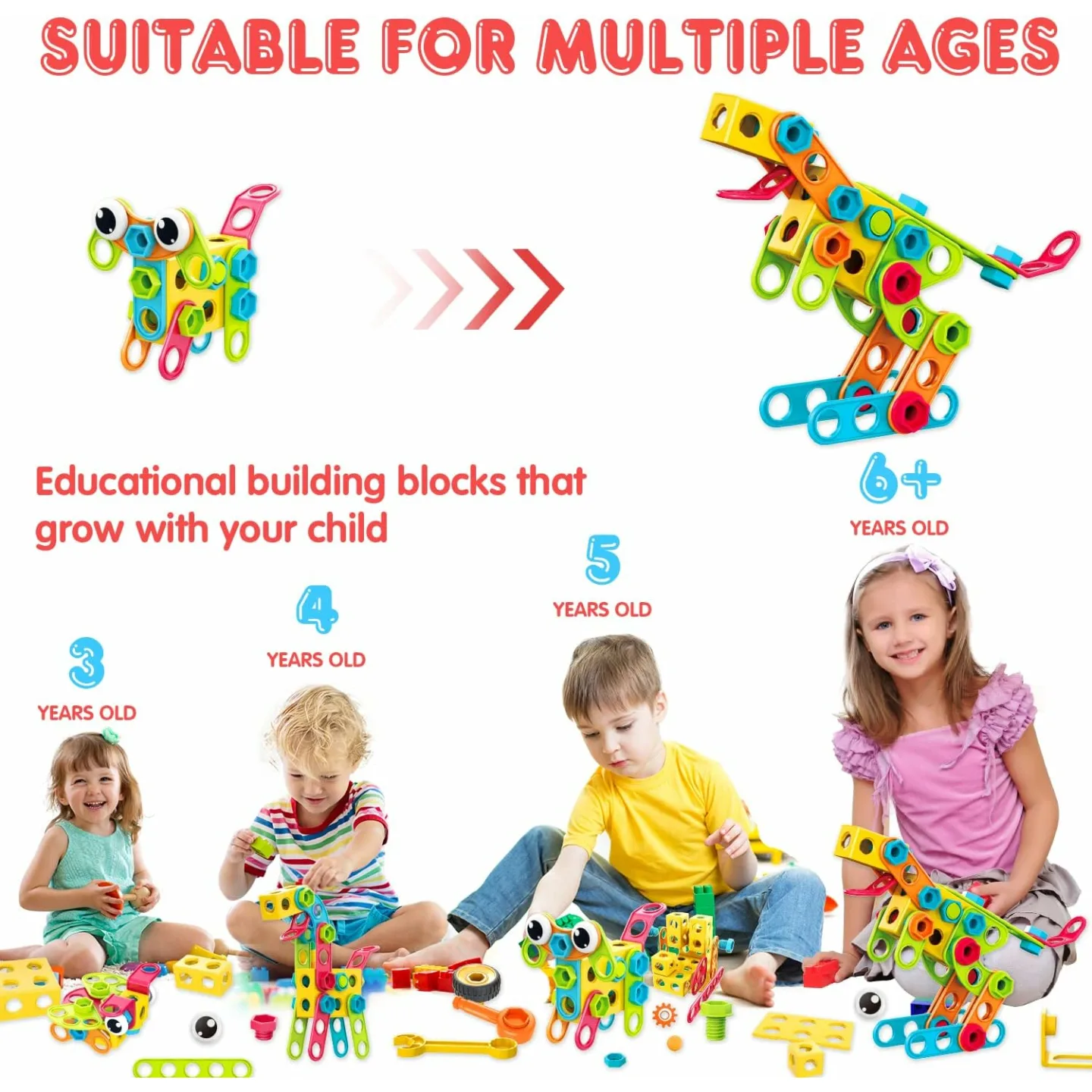 STEM Building Blocks for Kids 3-10 - 195 PCS