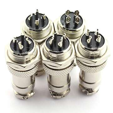 DGZZI 5Pairs GX16 4Pin Male Female Circular Aviation Connector Plug 16MM Wire Panel Metal Connector