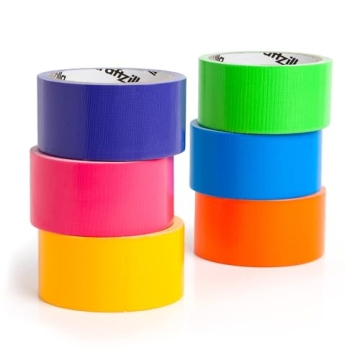 Craftzilla Rainbow Colored Duct Tape Pack - 6 Bright Colored Tape Rolls - 10 Yards x 2 Inch - Multip...