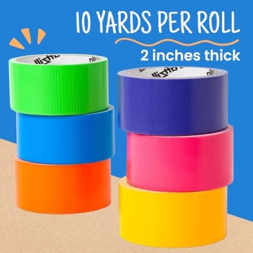 Craftzilla Rainbow Duct Tape Set - 6 Vibrant Rolls - Arts and Crafts
