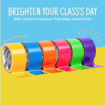 Craftzilla Rainbow Duct Tape Set - 6 Vibrant Rolls - Arts and Crafts