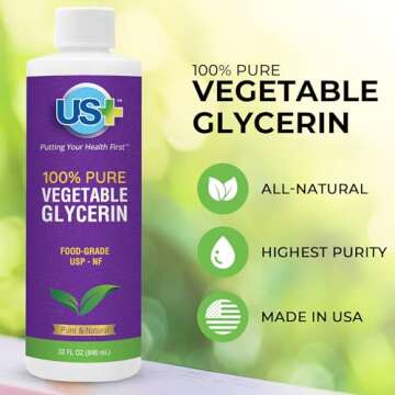 US+ 32oz 100% Pure Vegetable Glycerin - Pharmaceutical & Food Grade (USP) - All-Natural Moisturizer ...
