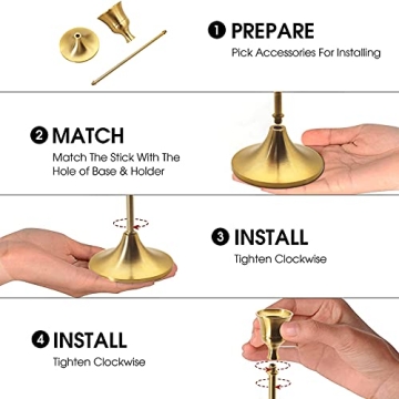 Chic Brass Gold Candlestick Holders - Set of 3 for Decor