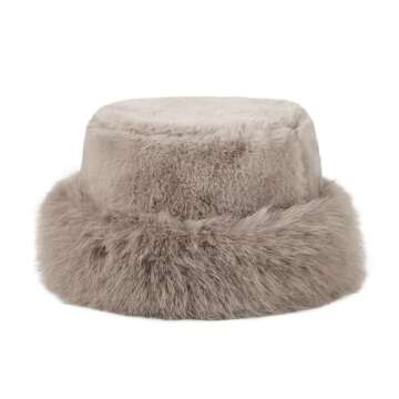 HH HOFNEN Winter Bucket Hat Fluffy Faux Fur Fisherman Plush Warm Hats Cute Fuzzy Bucket Hat for Wome...