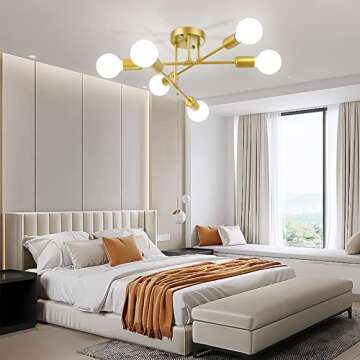 Soilsiu Modern Sputnik Chandelier Ceiling Light Fixtures, 6-Light Semi Flush Mount Ceiling Light for...