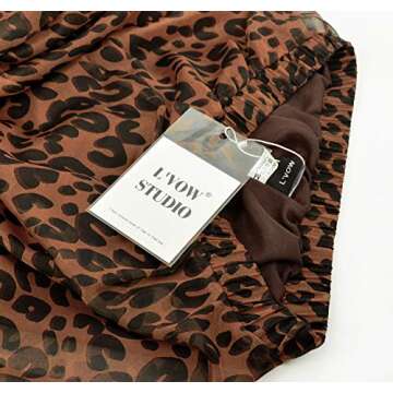 L'VOW Women's Leopard Print Skirt High Waisted A-Line Maxi Skirts Elastic Long Shirring Pleated Cheetah Skirts(Ab-Brown,M)