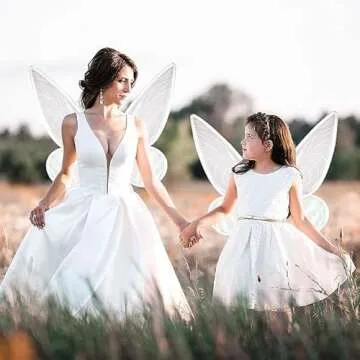 Nenrte Butterfly Wings for Girls,Sparkling Sheer Angel Wings, Fairy Costume for Women Halloween Dress Up Party Favor (Pink)